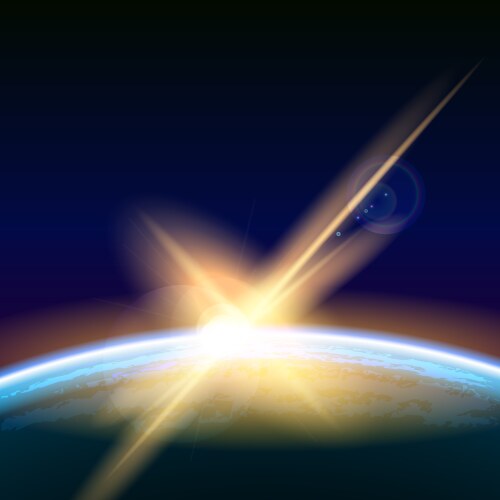 Planet earth with sunrise Royalty Free Vector Image