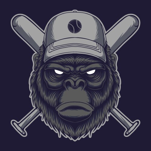 Gorilla head stick baseball Vector Image