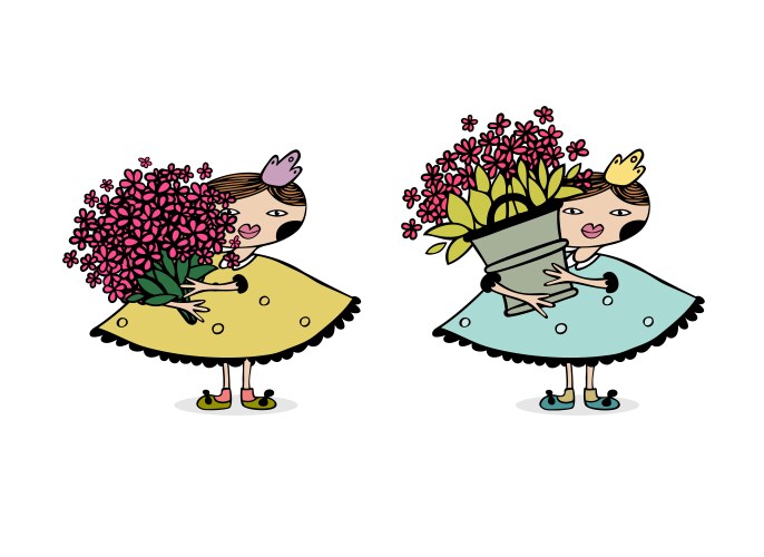 Girl with flowers Vector Image