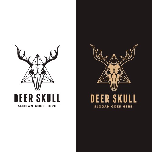 Vintage head deer antler skull logo icon set Vector Image