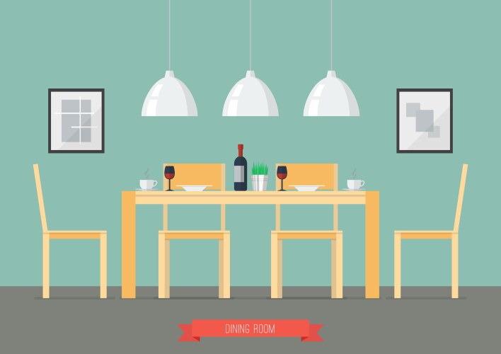 Flat design interior living room with wooden door Vector Image