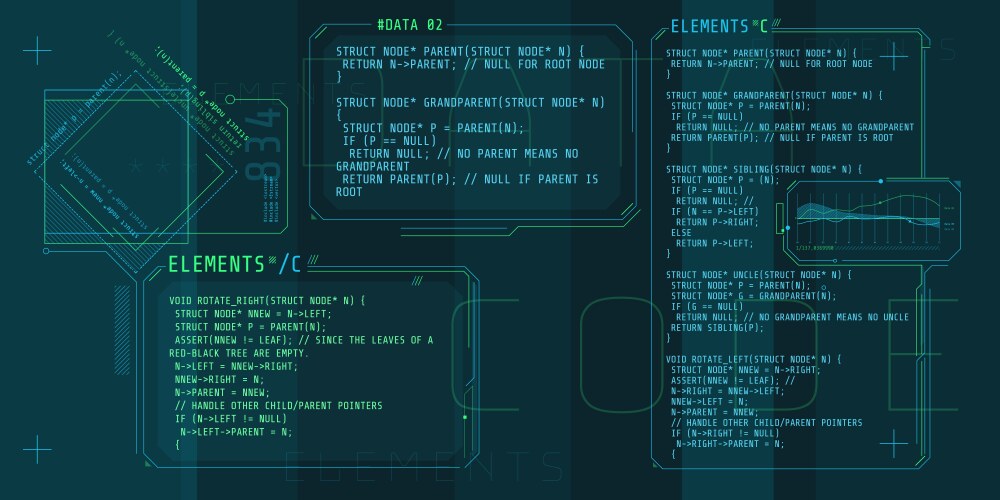 Modern HUD Interface Elements - C Code vektorbild
