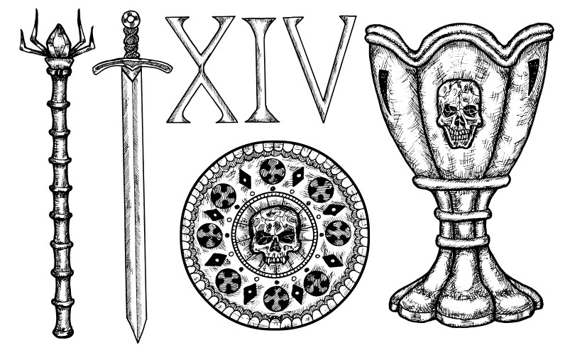 Medieval Coin & Cup Collection Vector Image