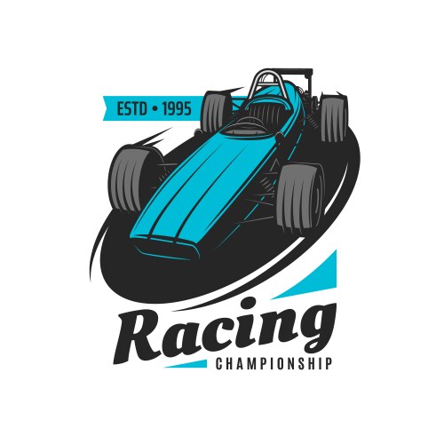 retro racing car championship vintage icon vector image