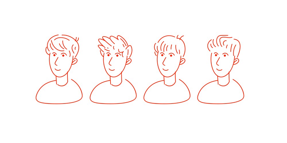 faces of people different types men s heads vector