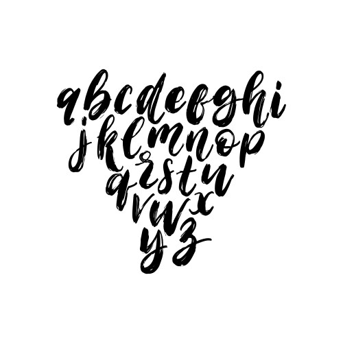 hand lettering alphabetfont of dry brush vector