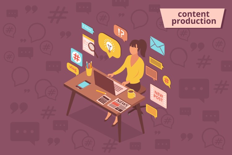 Content production blog composition vector image