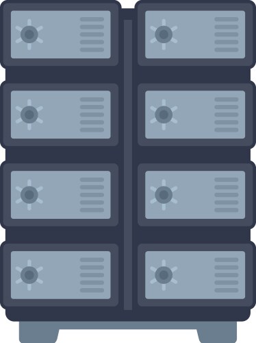 Secure server rack storing and protecting data vector image