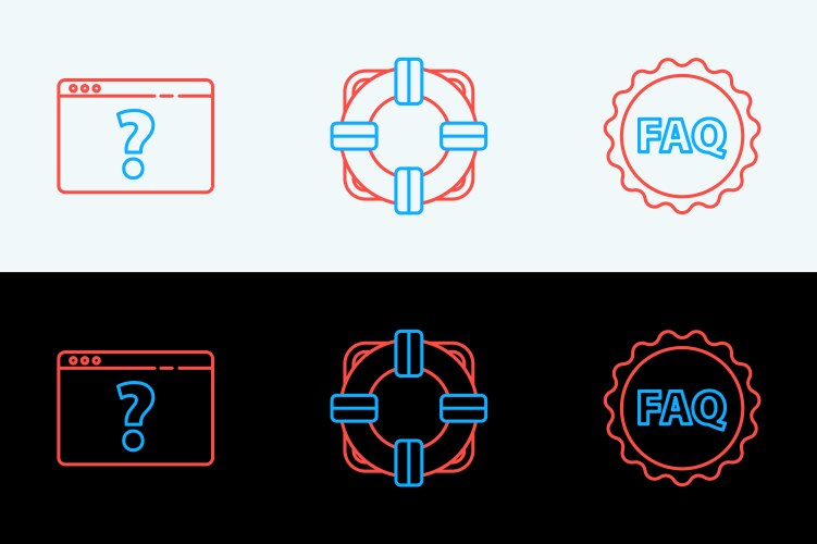 Set line label with text faq browser question vector image