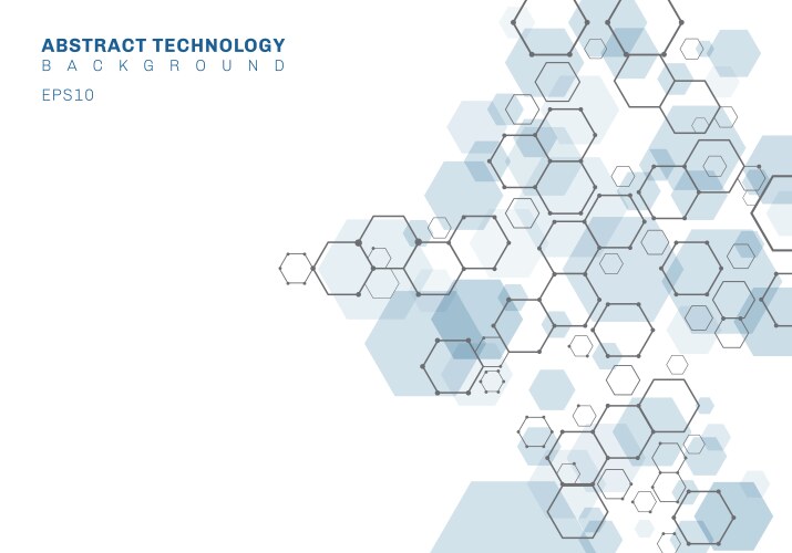 Abstract blue geometric hexagon with dot pattern Vector Image
