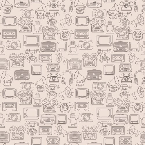 Retro media seamless pattern vector image