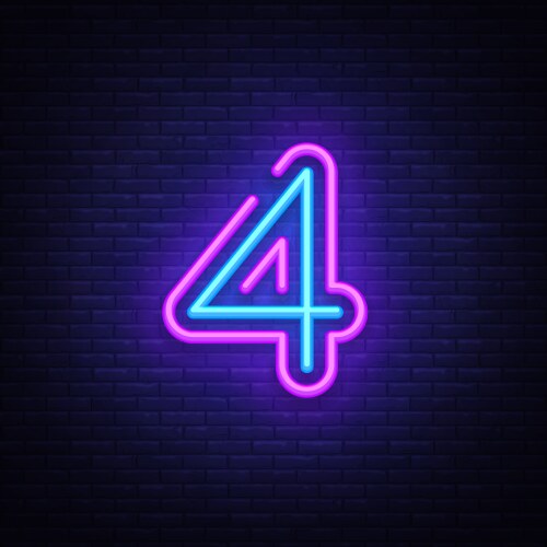 Number four symbol neon sign vector image