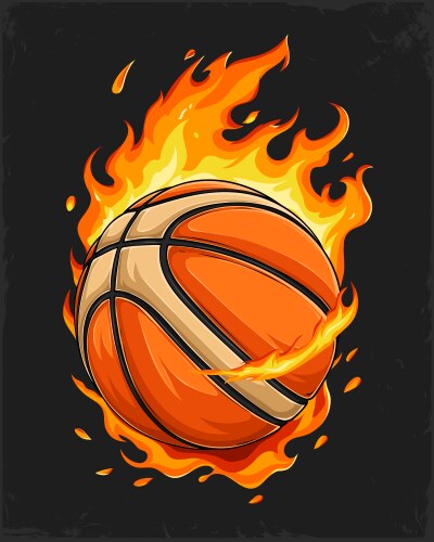 Sport professional orange basketball set on fire Vector Image