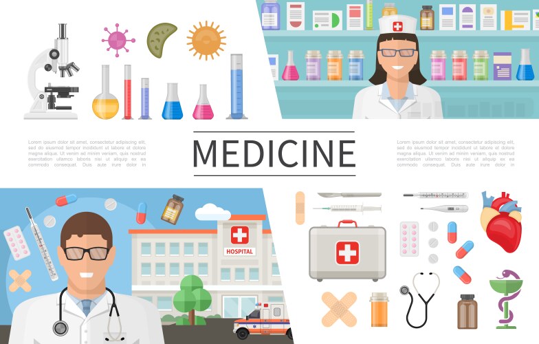 Flat drugs infographics Royalty Free Vector Image