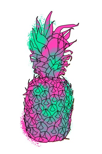 Colorful paint summer pineapple vector image