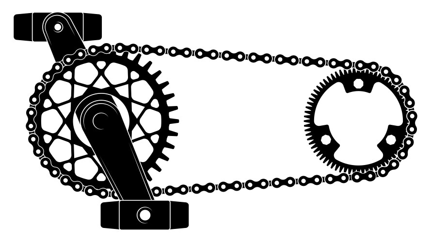 Bicycle chain drive gear mechanism with sprocket vector image