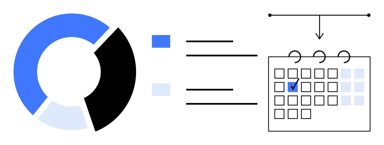 Data visualization with pie chart and integrated vector image