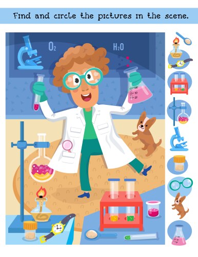 Find and circle 10 hidden objects puzzle game vector image