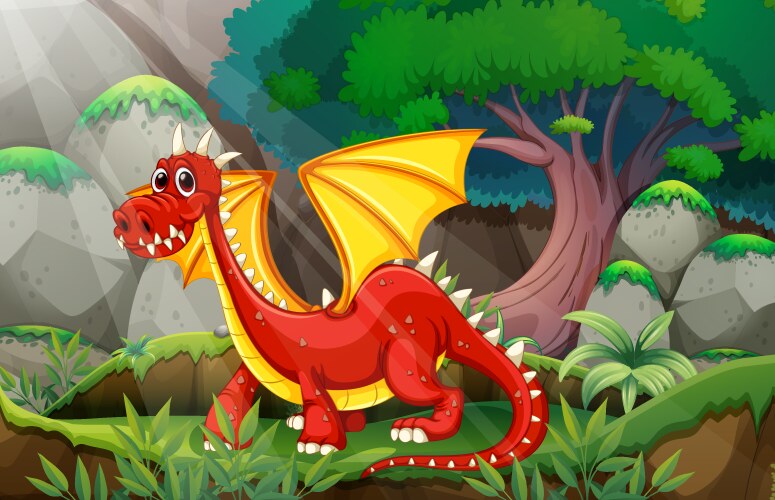 Cute dragon with knight cartoon character Vector Image