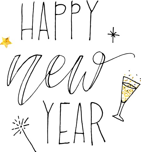 happy new year gradient phrase lettering vector image