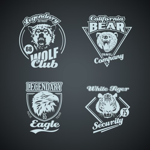 Vintage Animal Retro Logos Set Vector Image