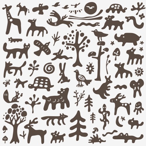 Cute Animal Doodles Vector Image