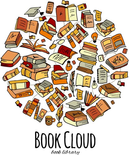 Books collection sketch for your design Vector Image