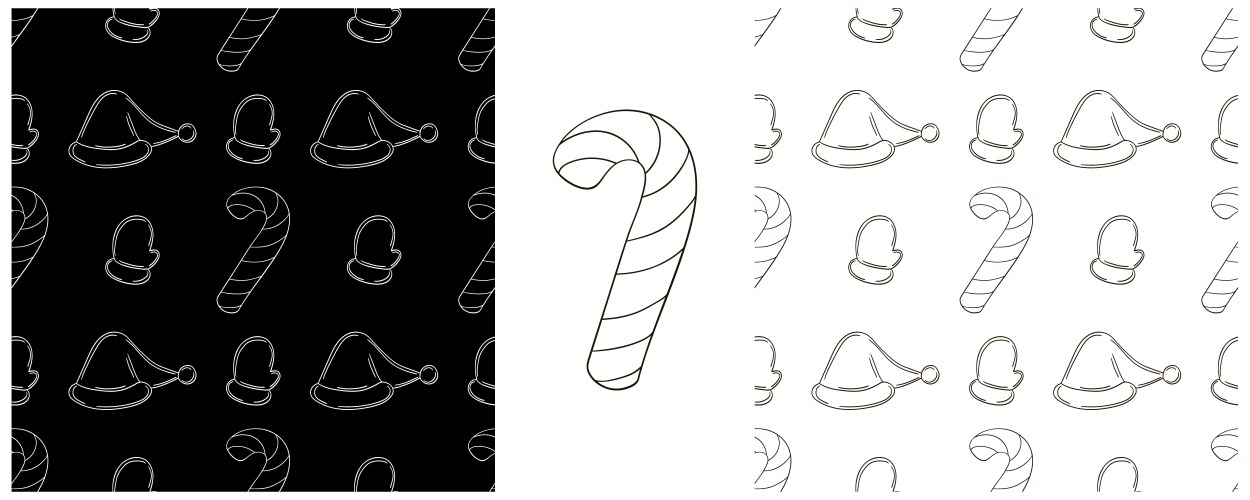 New year set monochrome pattern in hand draw style Vector Image