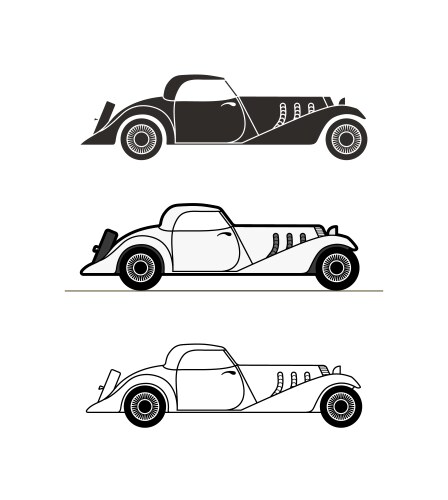 retro cabriolet sport car vintage collection vector image