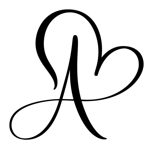 Handwritten heart calligraphy monogram alphabet Vector Image