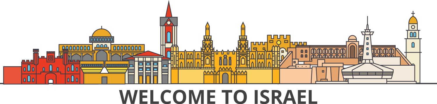 Israel Skyline Outline Vector Image