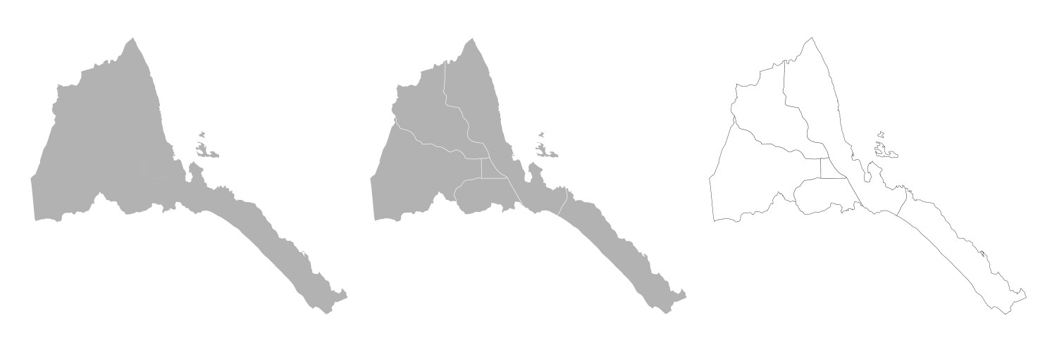 Set of eritrea maps with main map and regional vektorbild