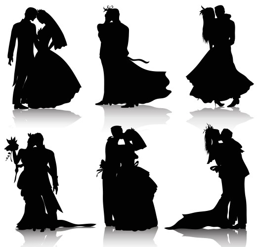 Wedding male and female in love silhouettes Vector Image