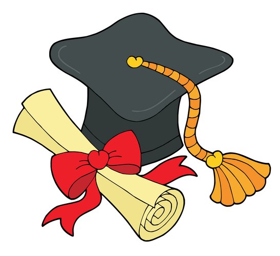 Graduation hat and scroll Vector Image