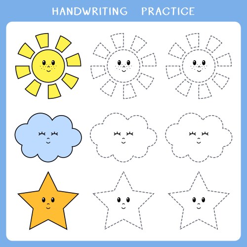 Handwriting practice sheet Royalty Free Vector Image