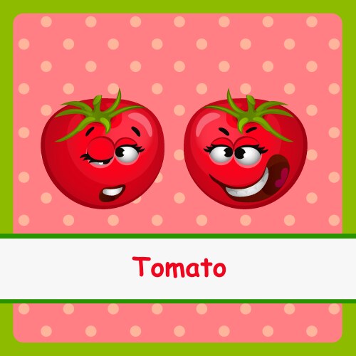 Tomato funny characters on light red background Vector Image