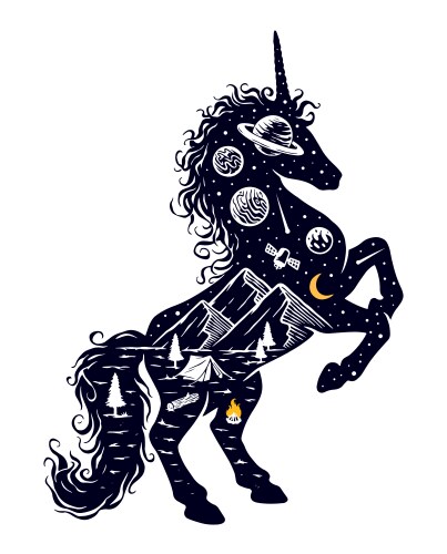 Unicorns and universe Vector Image