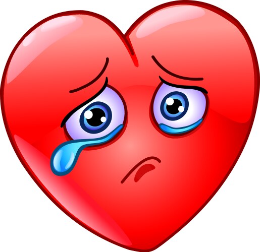 Sad broken heart cartoon Royalty Free Vector Image