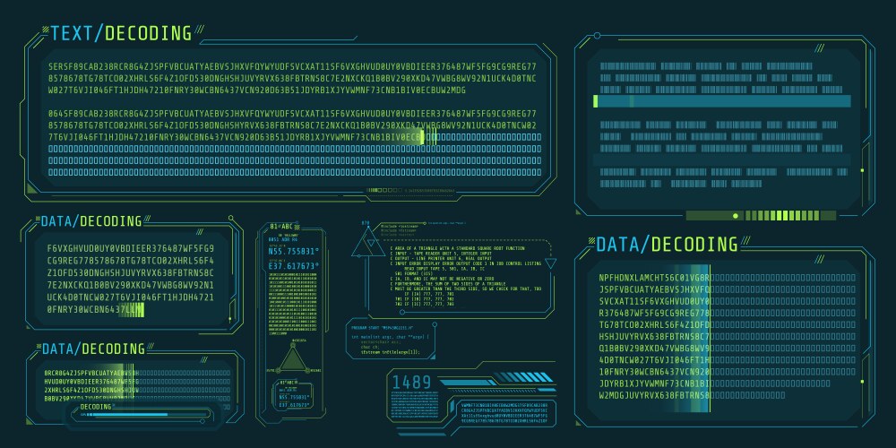 Hud interface elements for decoding data screen vector image