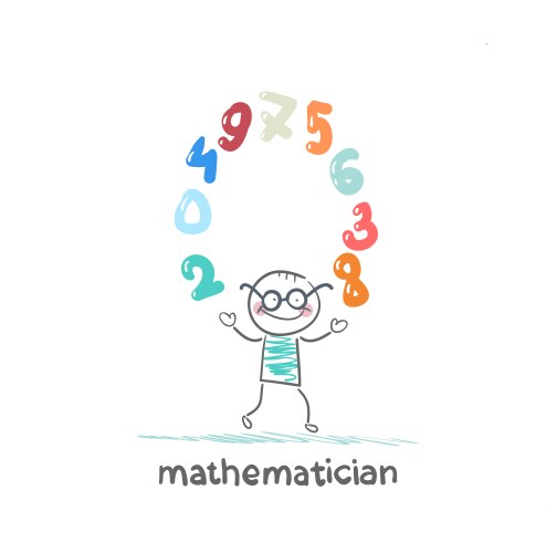 Mathematician juggles figures vector image