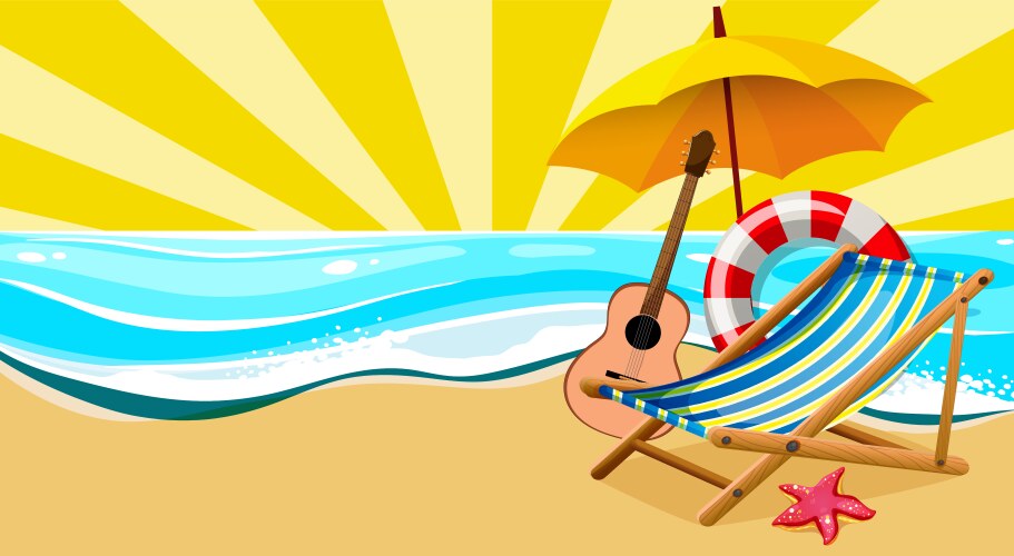 Summer vacation background at beach Royalty Free Vector