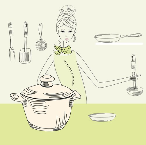 How to Draw a Woman Cooking in the Kitchen: Easy Step-by-Step Guide