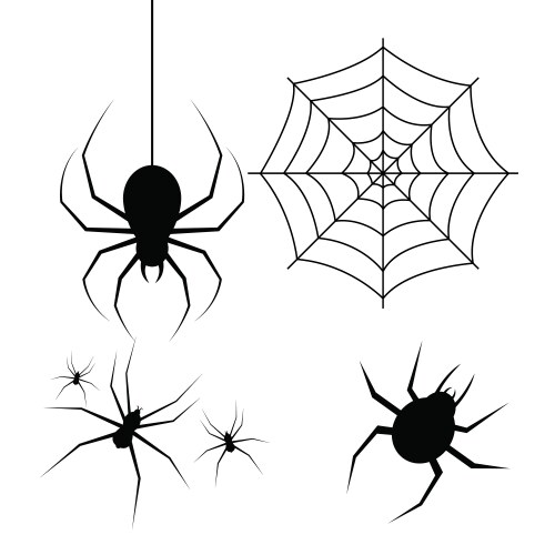 Scary spider web set isolated white background Vector Image