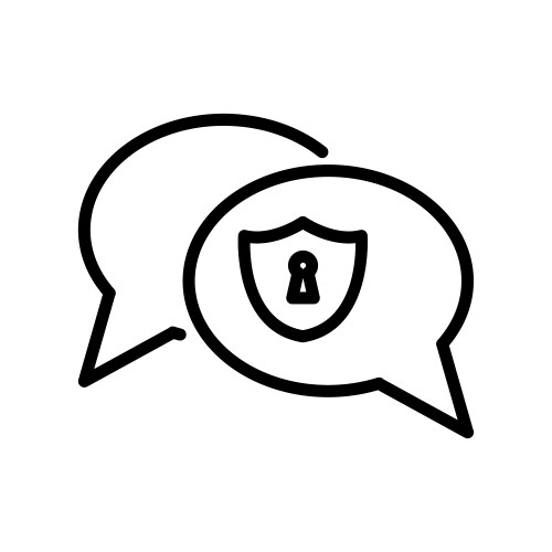 shield chat line icon logo vector