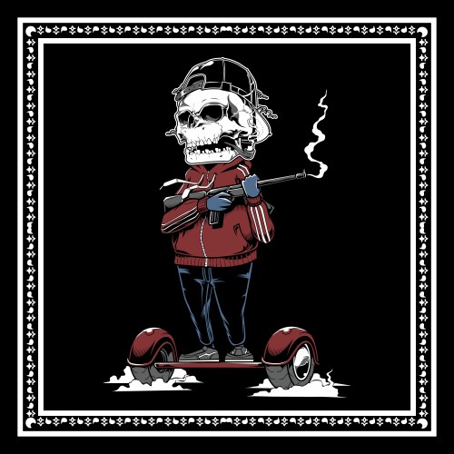 Skull mafia holding gun hand drawing Vector Image
