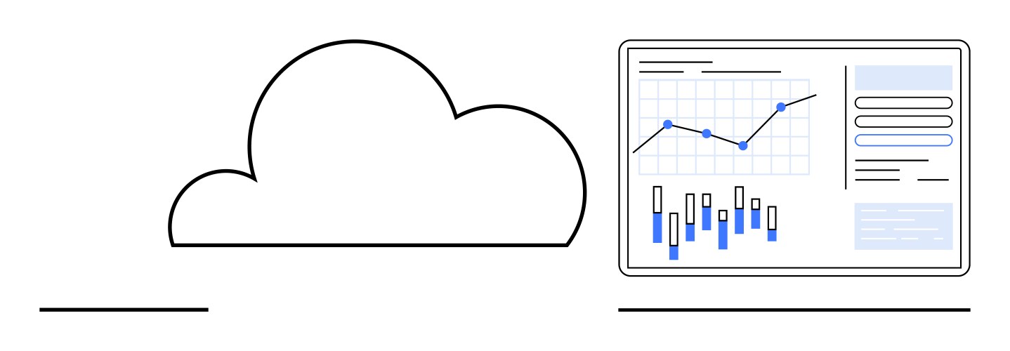 Cloud computing with data analytics dashboard vector image