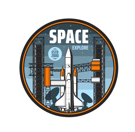 shuttle spaceship and telescope space explore icon vector image