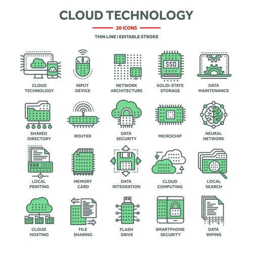 Cloud computing and internet technology database vector image