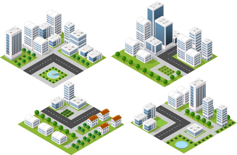 Construction building isometric view Royalty Free Vector