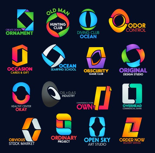 creative o icons design corporate identity signs vector image